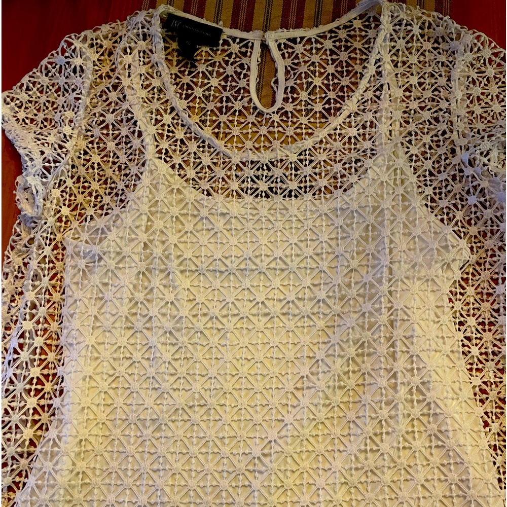 INC delicate White lace overlay with tank top. Size Xl